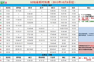 S2线时刻表(2013年10月8日起执行)